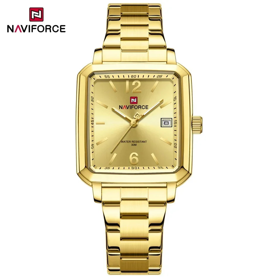 NAVIFORCE Square Design Lover's Watches Original Casual Waterproof Calendar Luxury Sports Quartz Watch for Women Men Date Gift