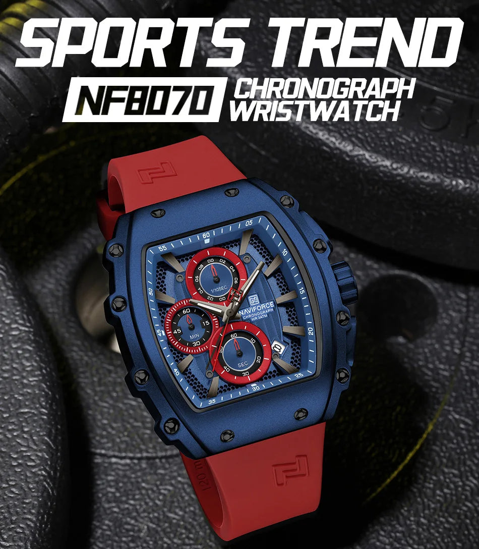 NAVIFORCE Luxury Men's Watch Quartz 30M Waterproof Chronograph Bucket with Night Light Display Sports Business Relogio Masculino