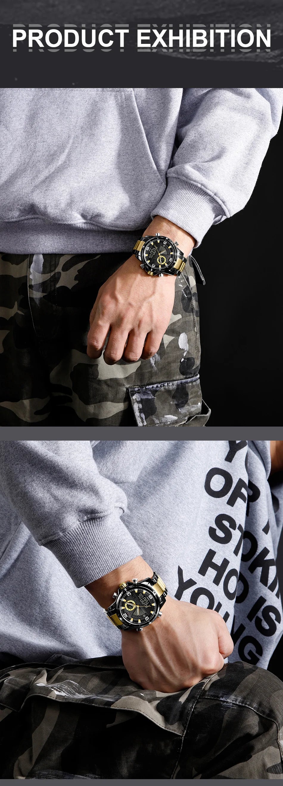 NAVIFORCE Luxury Man's Watch Quartz Chronograph Dual Display 3ATM Waterproof Military Style Sports Wristwatch Gift Box For Men