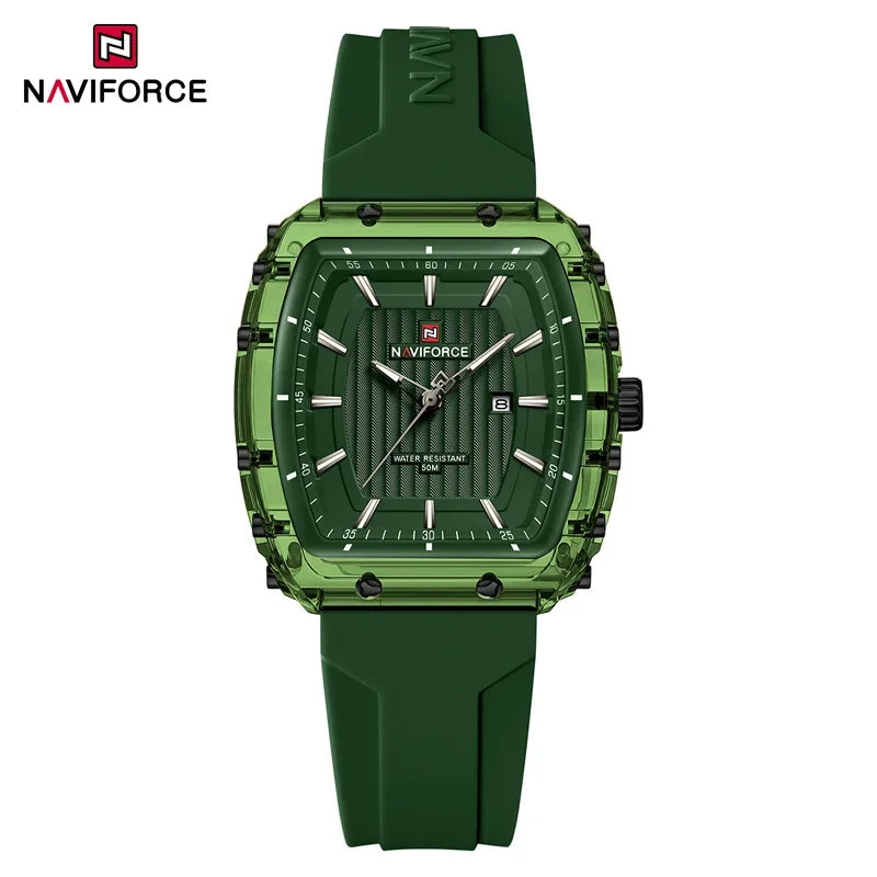 NAVIFORCE Ladies Wristwatches Fashion Comfortable Silicone Strap Date Women's Watches Quality Waterproof Female Luminous Clock
