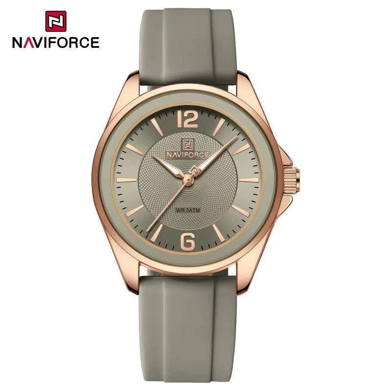 NAVIFORCE Luxury Sport Watch for Women Elegant Waterproof Wristwatch with Comfortable Silicone Strap Fashion Ladies Dress Clock