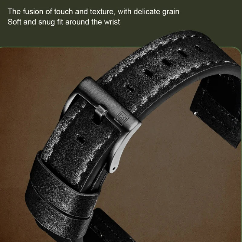 NAVIFORCE Simple Men Quartz Calendar Watch 3ATM Waterproof Genuine Leather Strap Business Casual Fashion Mature Style Wristwatch