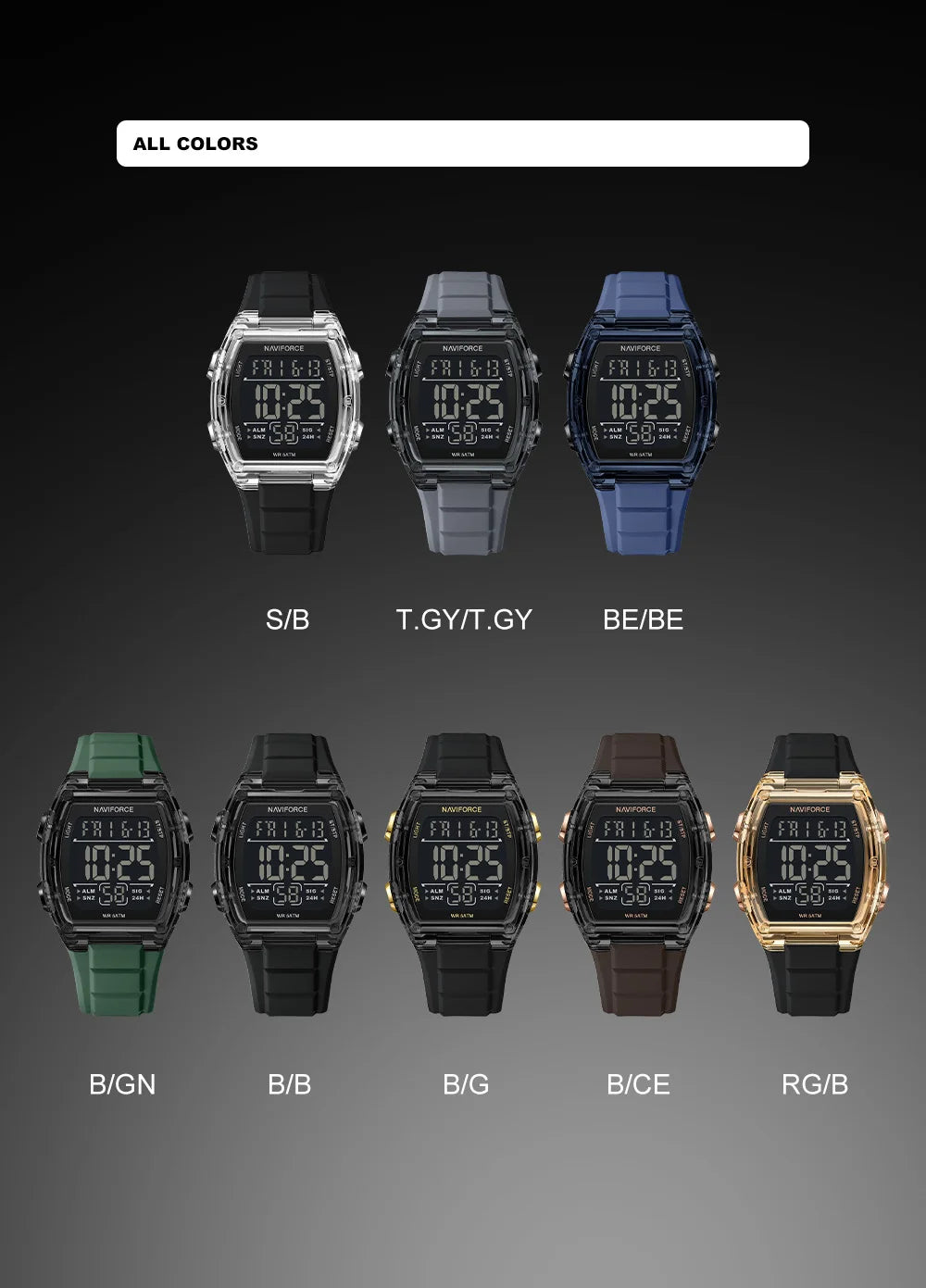 NAVIFORCE Men's Watch Alloy Dial Analog LCD Digital Display Sport Waterproof Quartz Wristwatch Date Chronograph Luminous Clock