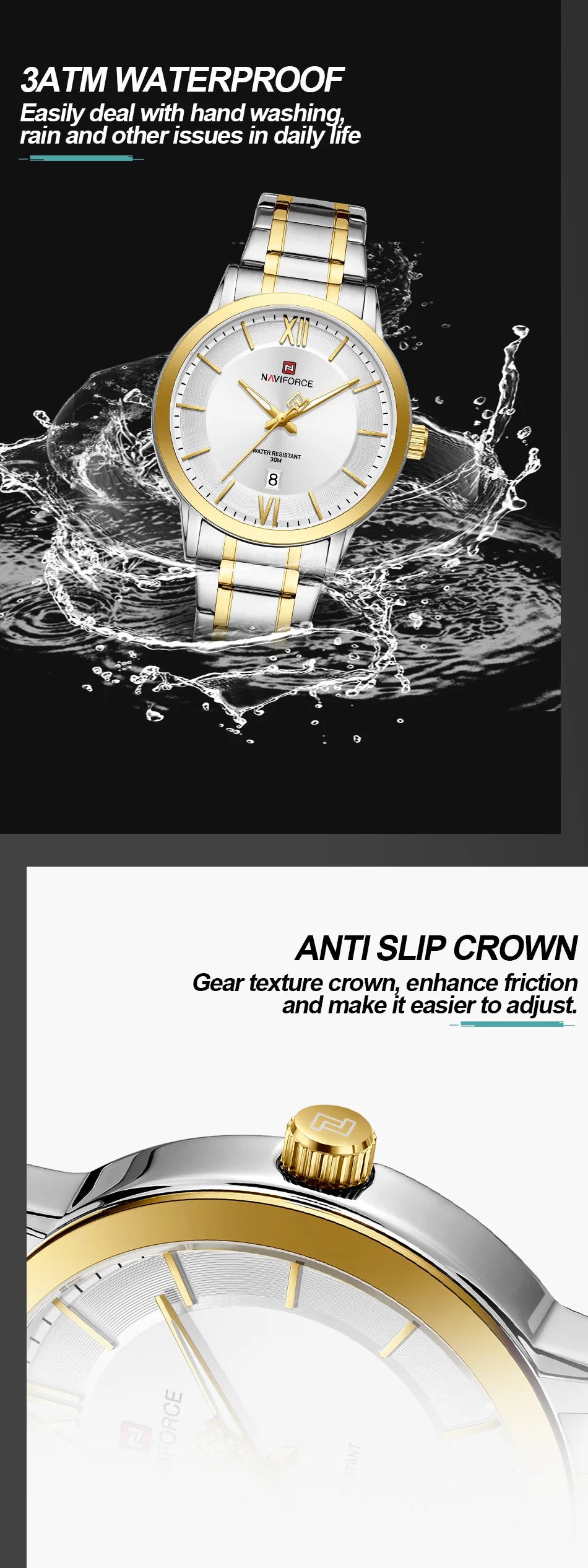 NAVIFORCE Original Watches for Men Military Sports Calendar Clock Luxury Waterproof Quartz Steel Strap WristWatch Reloj Hombre