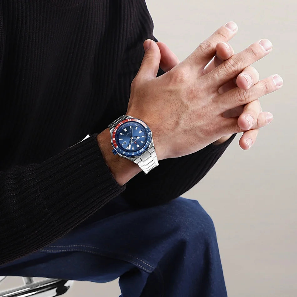NAVIFOCE Luxury Business Man Watch Sport 3ATM Waterproof Quartz Clock Man Military Stainless Band WristWatch Relogio Masculino