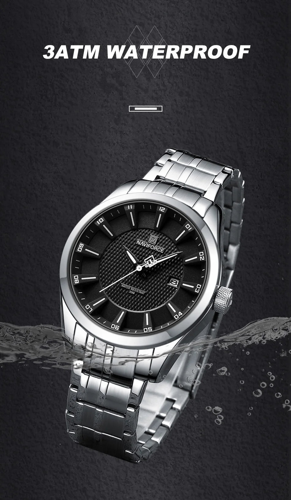 NAVIFORCE Brand 2023 New Design Men's Quartz Wristwatches Stainless Steel Strap Waterproof Watch Male Date Clock Reloj Hombre