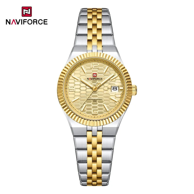 NAVIFORCE Women Watches Quartz Wristwatch Waterproof High Quality Ladies Steel Bracelet Female Romantic Stylish Business Clock