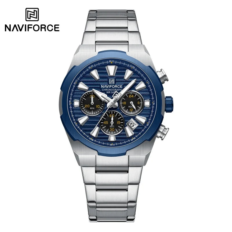 NAVIFORCE Watch For Men Mutifunction Chronograph Quartz Wristwatches Calendar display Military 24 Hours Luminous New Men Clock
