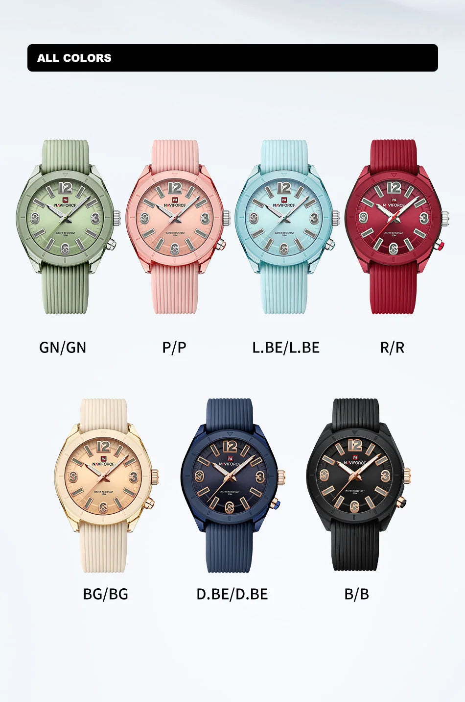 NAVIFORCE Women's Waterproof Watch Fashion Casual Luminous Display Quartz Wristwatch with Silicone Band Reloj Mujer High Quality