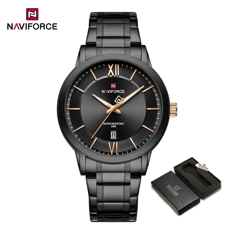 NAVIFORCE Original Watches for Men Military Sports Calendar Clock Luxury Waterproof Quartz Steel Strap WristWatch Reloj Hombre