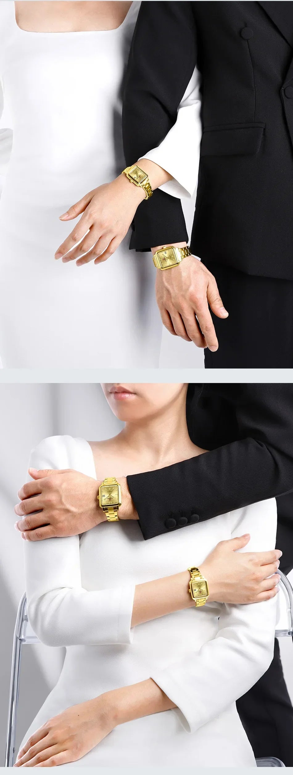 NAVIFORCE Square Design Lover's Watches Original Casual Waterproof Calendar Luxury Sports Quartz Watch for Women Men Date Gift