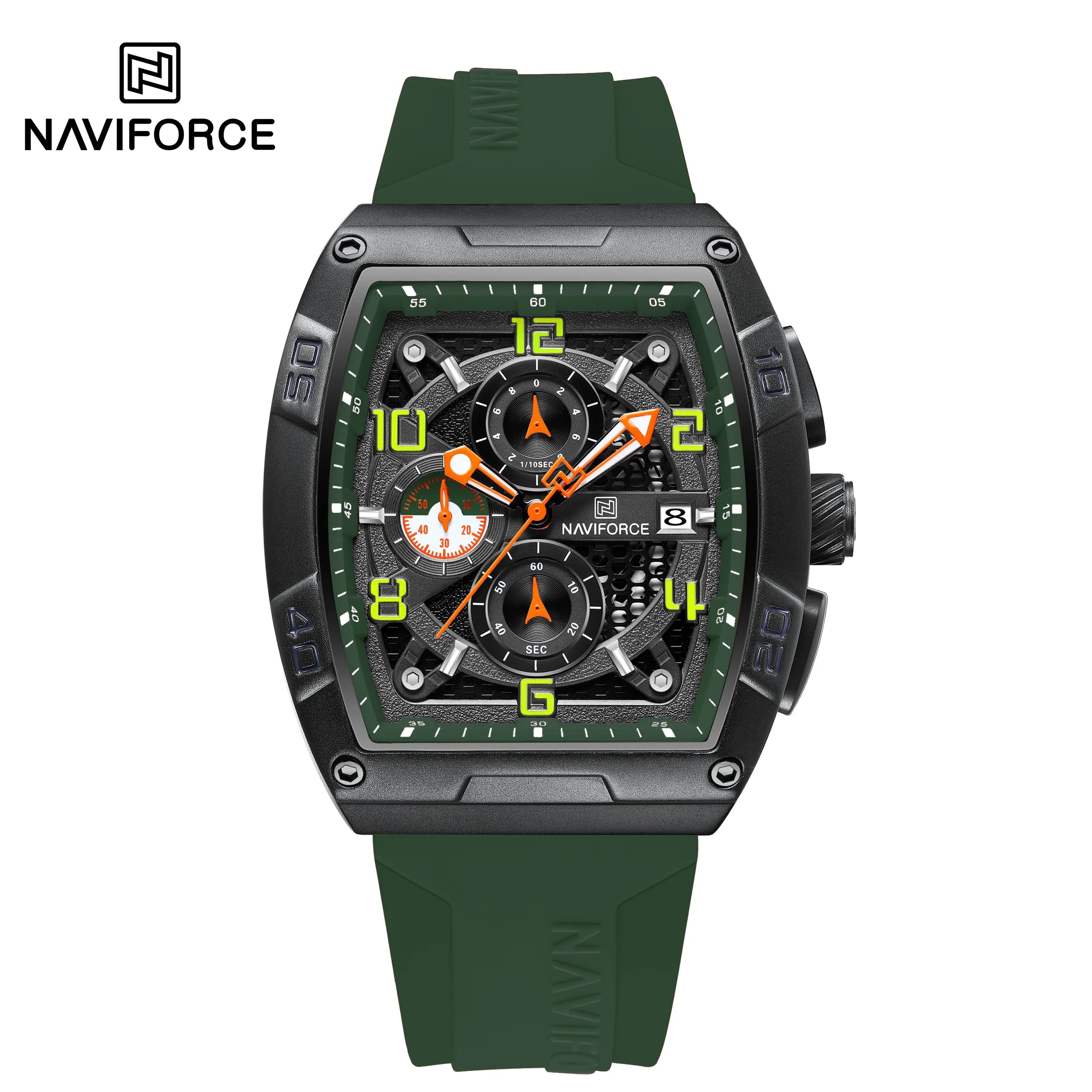 Fashion Brand NAVIFORCE  Men Gold Design Quartz Watches Casual Male  Wrist Watch Large Dia Multi-function PU Waterproof Clock