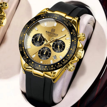 NAVIFORCE Brand Fashion Luxury Watch For Men Waterproof Chronograph Clock Business Casual Silicone Strap Wristwatches 2024 New