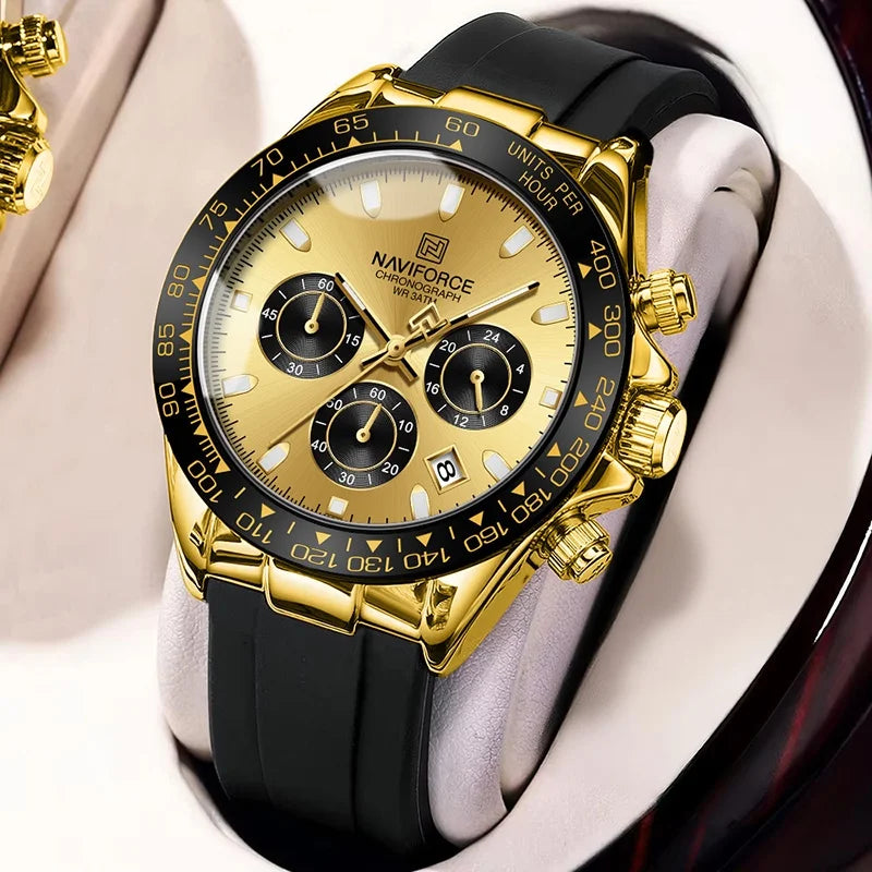 NAVIFORCE Brand Fashion Luxury Watch For Men Waterproof Chronograph Clock Business Casual Silicone Strap Wristwatches 2024 New