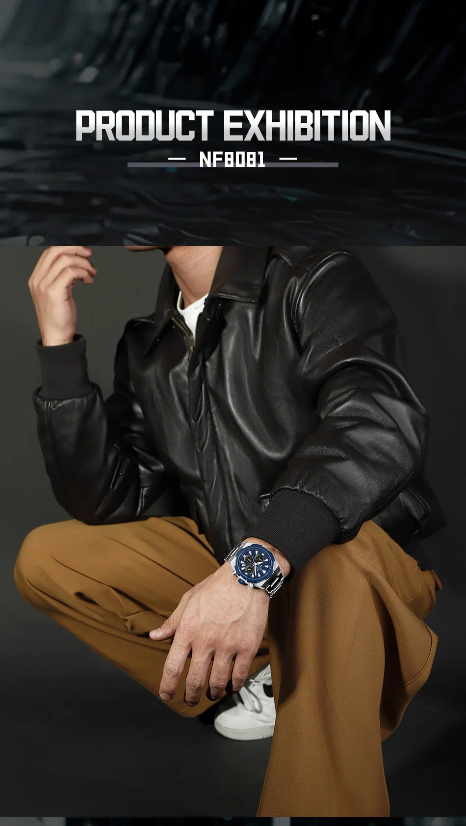 NAVIFORCE Watch For Men Mutifunction Chronograph Quartz Wristwatches Calendar display Military 24 Hours Luminous New Men Clock