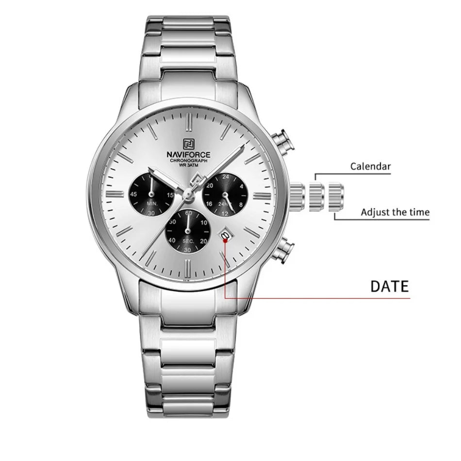 NEW NAVIFORCE Fashion Men's Watch Luxury Waterproof Male Quartz Wristwatch 24 Hour Date Display Male Chronograph Luminous Clock
