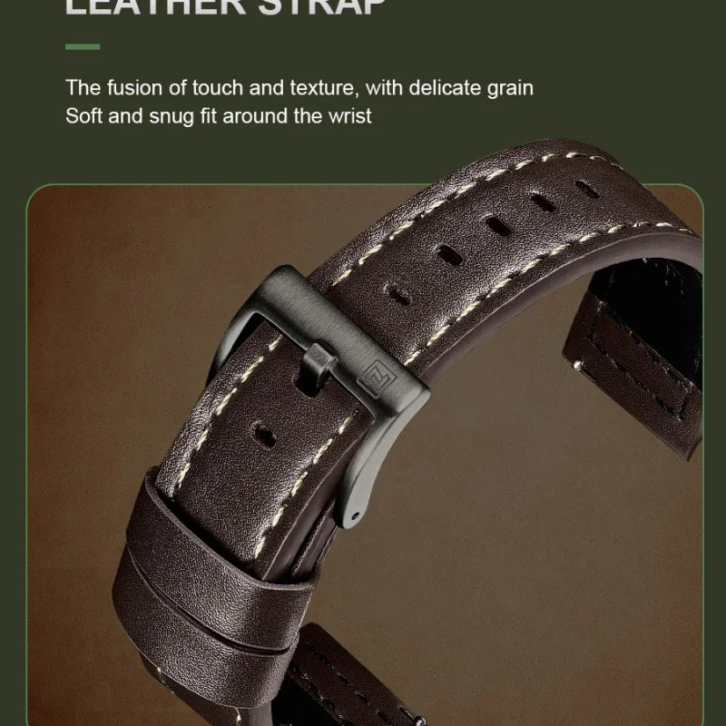 NAVIFORCE New Men Retro Quartz Watch Calendar 30M Waterproof Leather Strap Male Simple Trendy Mature Business Wristwatch NF9281L