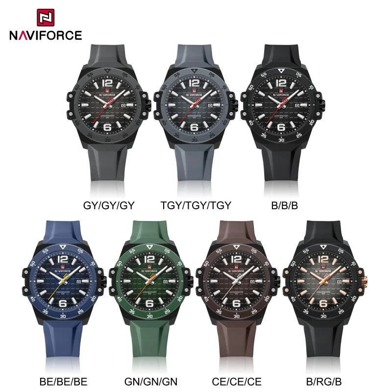 Original Brand NAVIFORCE Fashion Men's Watches Luxury Quartz Sport Silicone Band Wristwatch Waterproof Luminous Clock Male Gift