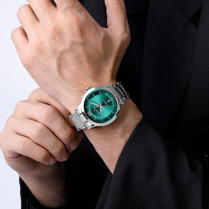 NAVIFORCE Original Watches for Men Quartz Waterproof Calendar Clock Steel Strap Military Luxury Sports Male Wristwatch Gift Box