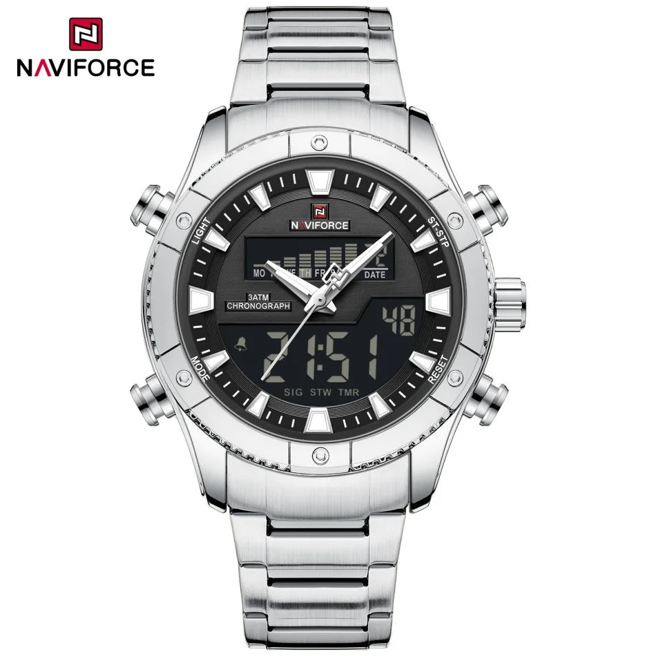NAVIFORCE New Fashion Design Sports Men's Watches Waterproof Auto Day and Date Display Quartz Wristwatches