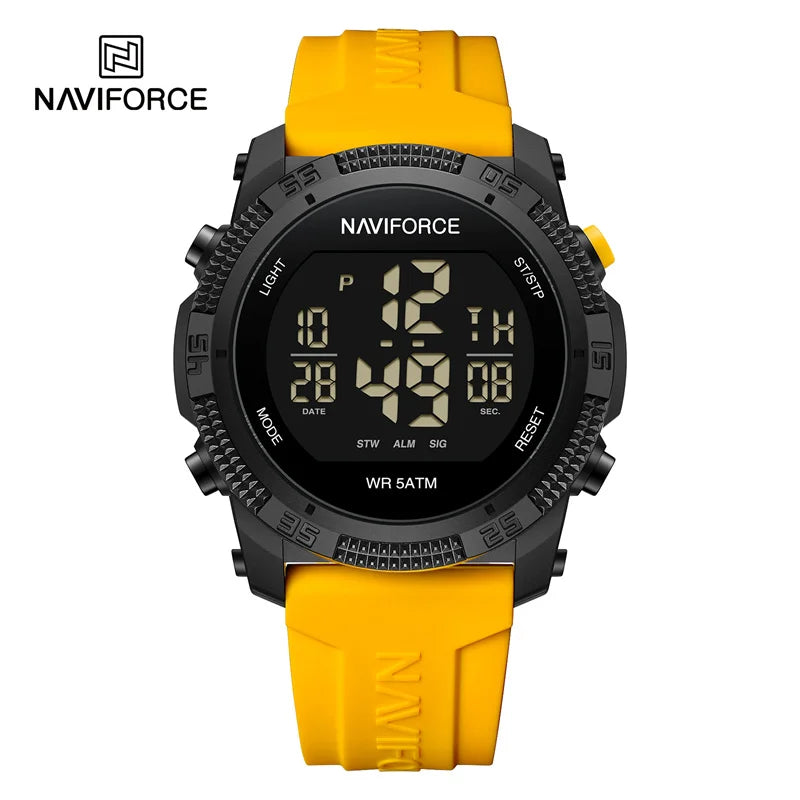 NAVIFORCE Men's Electronic Watch Fashion 5ATM Waterproof Silicone Strap Calendar Male LCD Digital Wristwatch Relogio Masculino