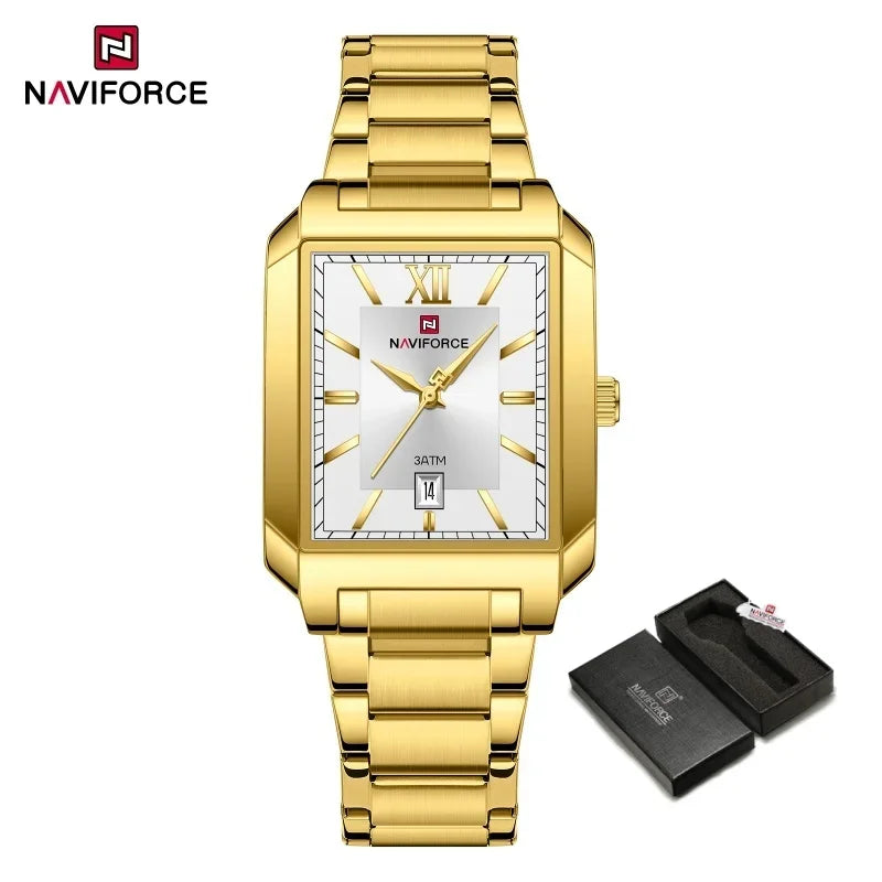 NAVIFORCE Luxury Couple Watch Stainless Steel Lover's Date Watches Quartz WristWatch For Women Men Simple Waterproof Clock Gift
