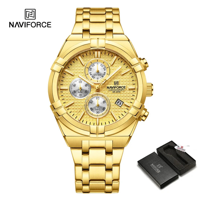 NAVIFORCE Original Men's Watches Waterproof Classics Quartz Wristwatches Stainless Steel Luminous Chronograph Clock 2023 Trend