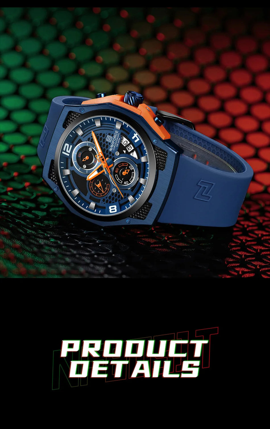 NAVIFORCE Original Watches for Man Silicone Strap Waterproof Men Quartz Wrist Watch Casual Sport Date Display Clock Reloj Hombre
