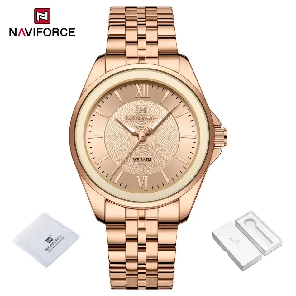 NAVIFORCE Women Watches Ladies Creative Watch Stainless Strap New Fashion Charm Quartz 30m waterproof Wristwatches Female Clock
