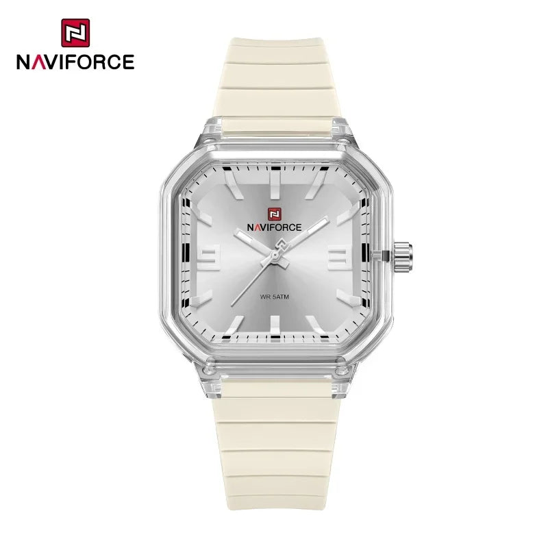 NAVIFORCE Women Polygon Watch Fashion Elegant Watches Display Silicone Strap 5ATM Waterproof Luminous Hand Ladies Gifts Watches