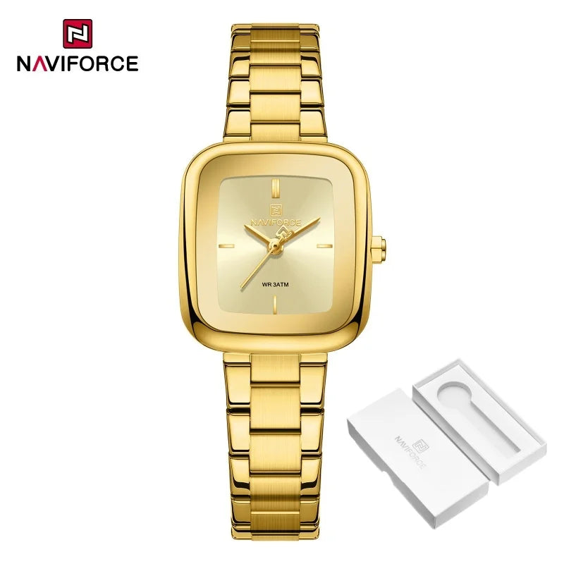 NAVIFORCE Unique Square Watches for Women 30M Waterproof Women's Stainless Steel Watches Sports Fashion Ultra Light Girls' Watch