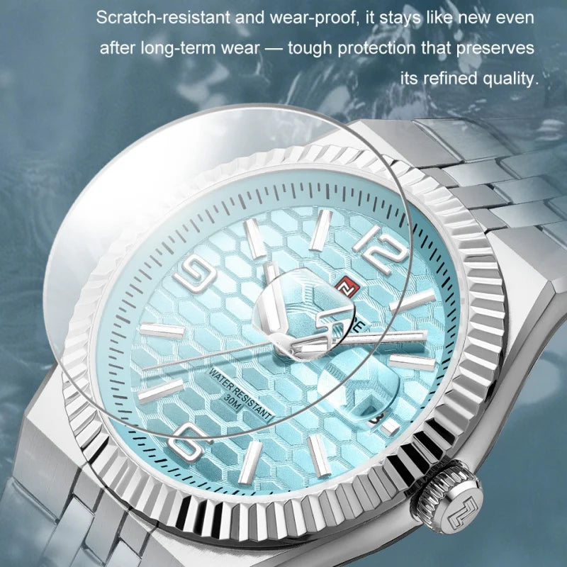 NAVIFORCE Men's Watch Quartz Date Display 30M Waterproof Luminous Stainless Steel Male Trendy Luxury Wristwatch Relogio Masculin