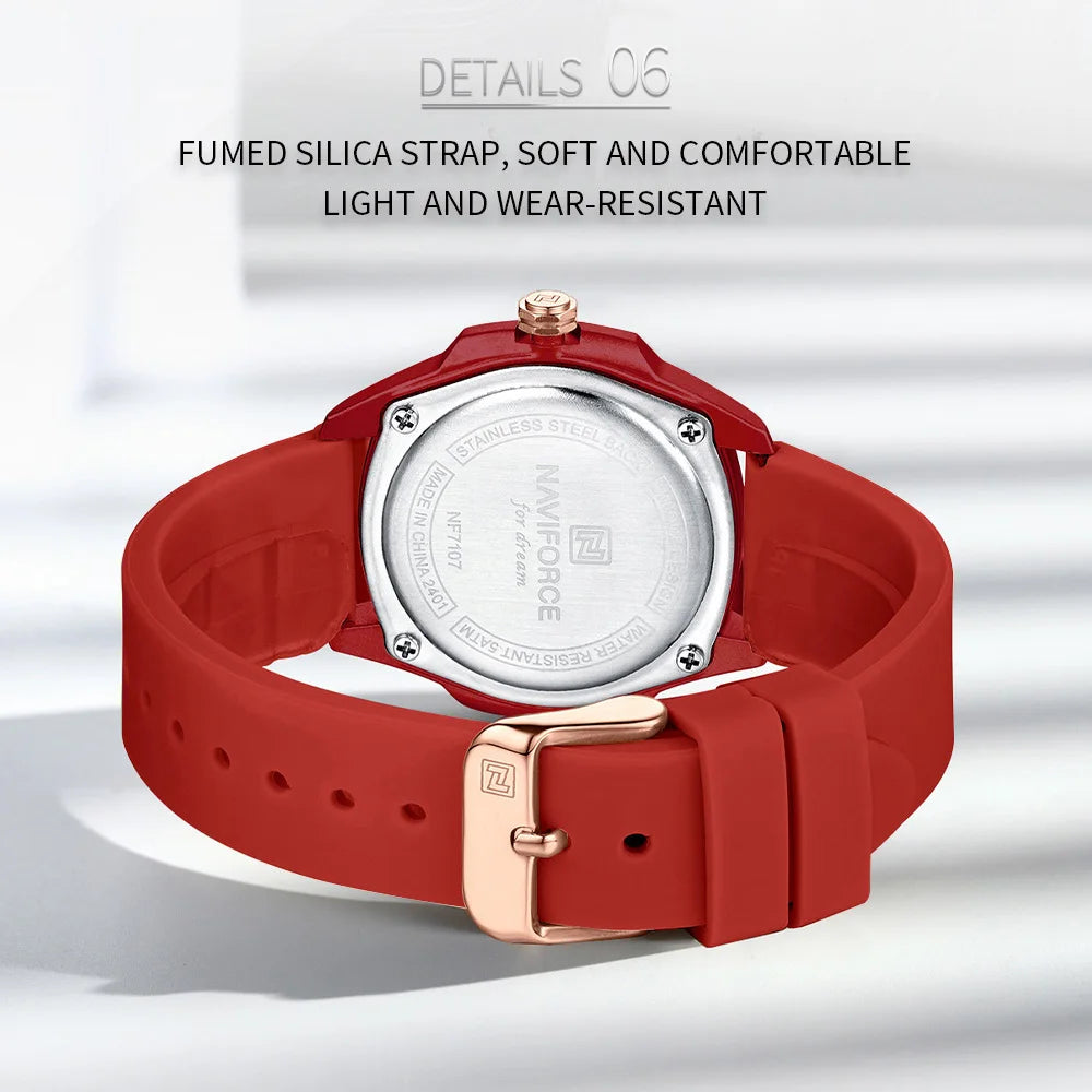 NAVIFORCE Ladies Watch For Women Silicone Strap Clock Quartz Wrist Watches for Women 5ATM Waterproof Casual Relogio Feminino