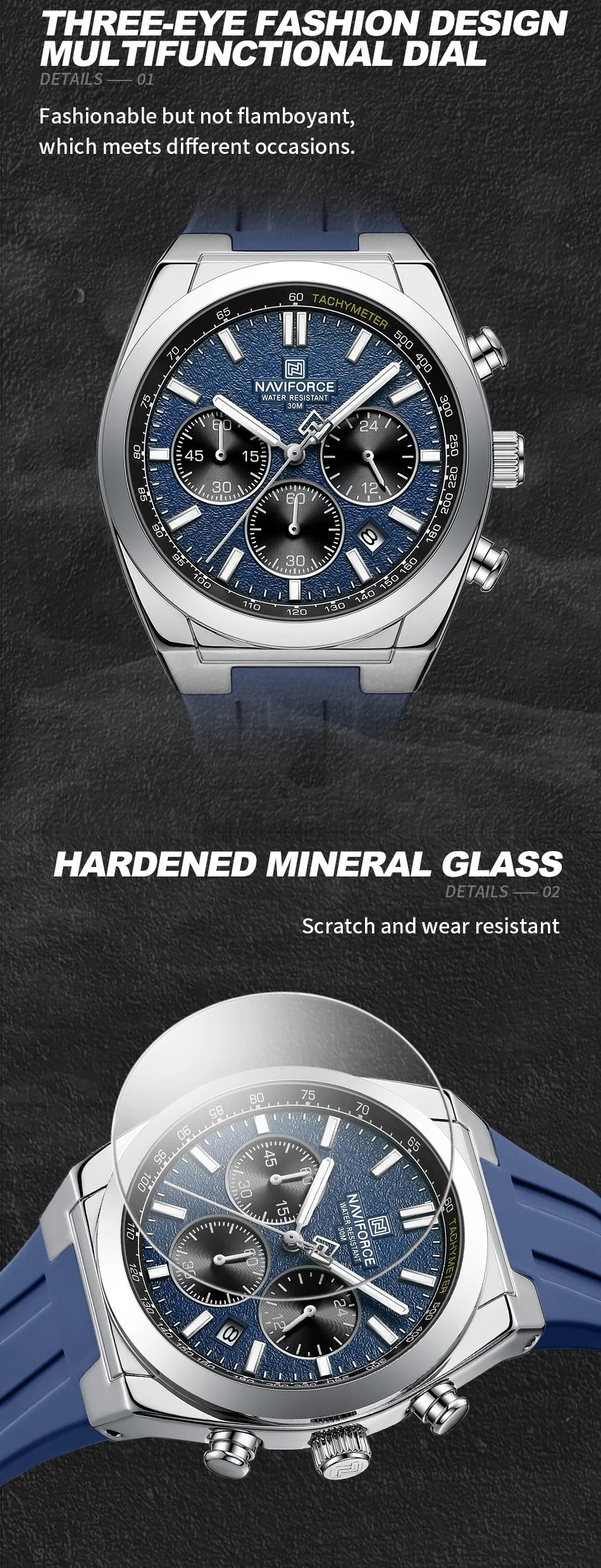 NAVIFORCE Man's Watch Quartz Chronograph 24 Hours Date Display Waterproof Male Fashion Luxury Business Sport Wristwatch Gift Box