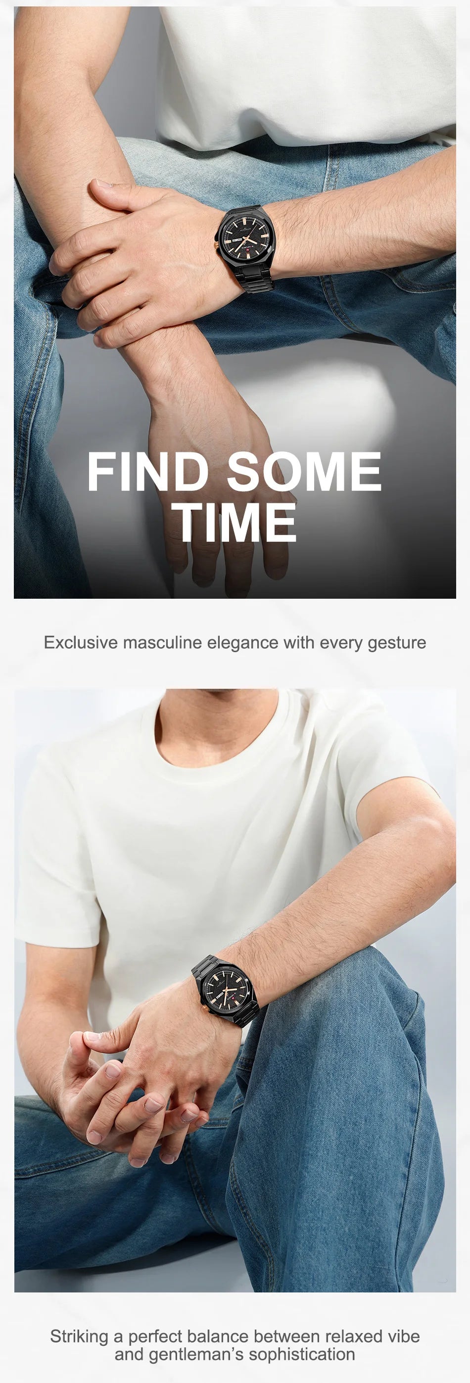 NAVIFORCE Male Quartz Stylish Wristwatch Date Week Display Waterproof Luminous Steel Band Man's Clock Luxury Wristwatch Gift Box
