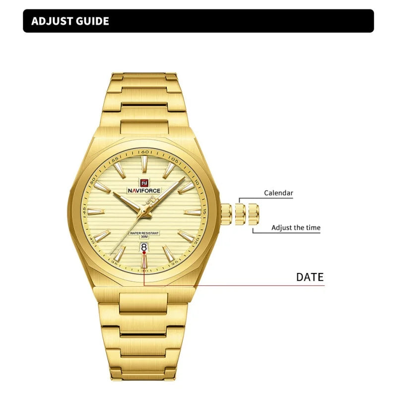 NAVIFORCE Fashion Waterproof Quartz Wristwatch Luminous Point Men Watch Date Display Sports Clock Man Watches Relogio Masculino