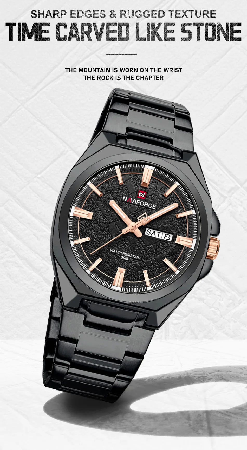 NAVIFORCE Male Quartz Stylish Wristwatch Date Week Display Waterproof Luminous Steel Band Man's Clock Luxury Wristwatch Gift Box