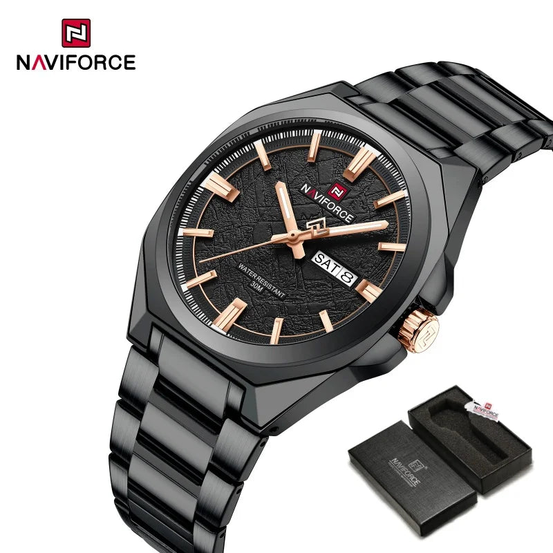 NAVIFORCE Watches for Man Quartz 30M Waterproof Luminous Hand Stainless Steel Business Male Fashion Wristwatch Relogio Masculino