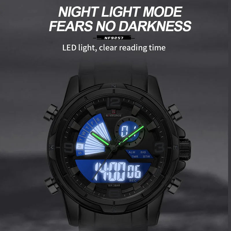 NAVIFORCE Luxury Mens Watches Military Chronograph Alarm Mode Quartz Wristwatches For Men Sports Month Calendar Waterproof Gift