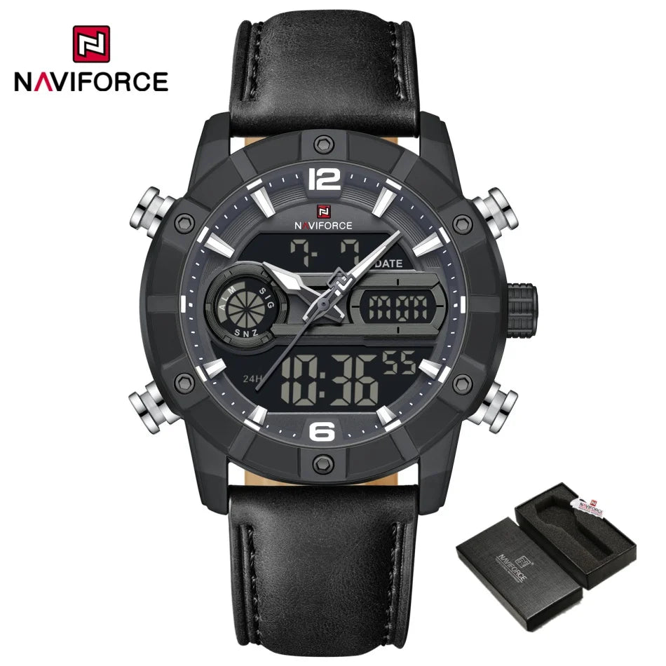 NAVIFORCE Men Watch Fashion Sports Waterproof Alarm Countdown Automatic Calendar Display Luxury Brand Men Original Quartz Watch