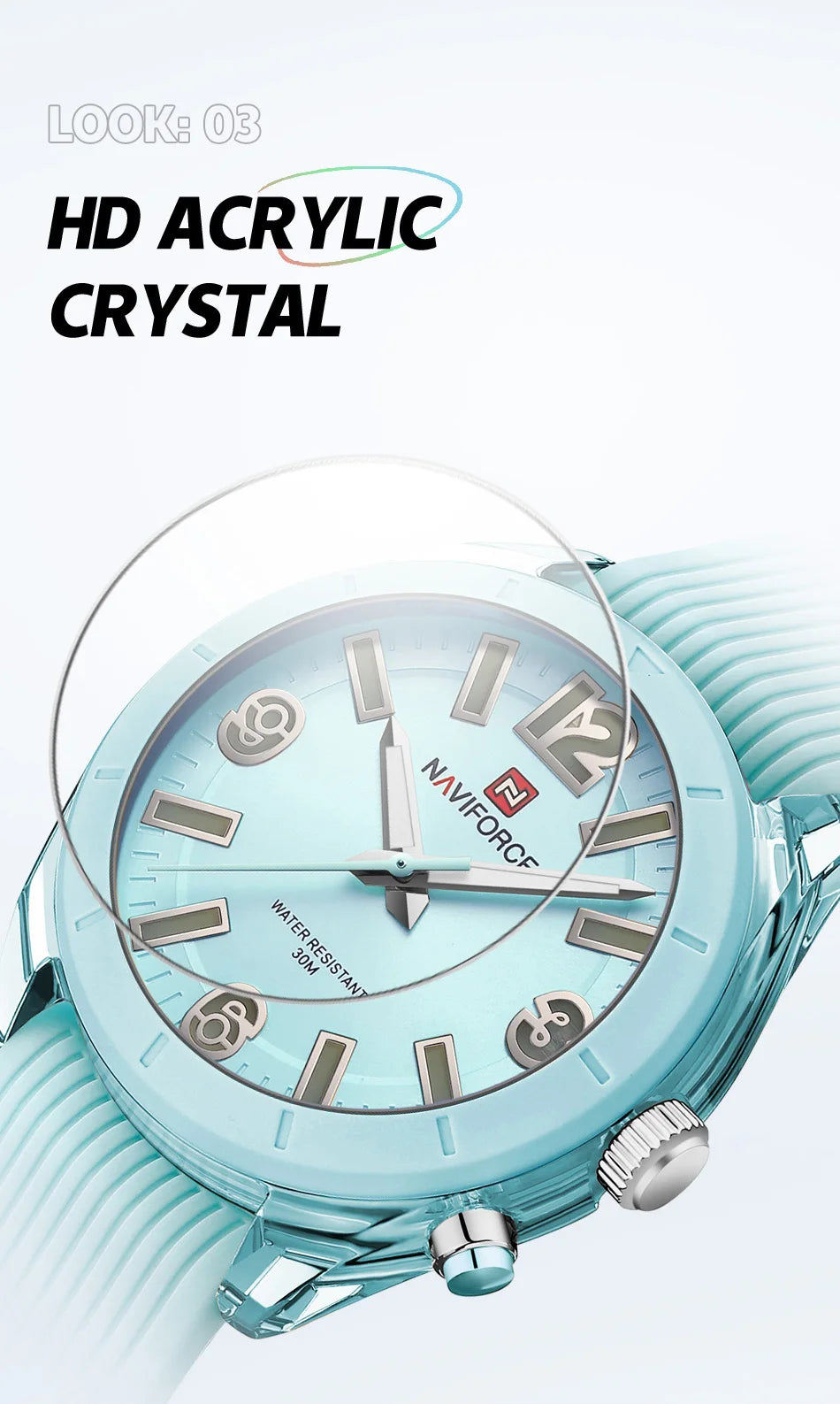 NAVIFORCE Women's Waterproof Watch Fashion Casual Luminous Display Quartz Wristwatch with Silicone Band Reloj Mujer High Quality