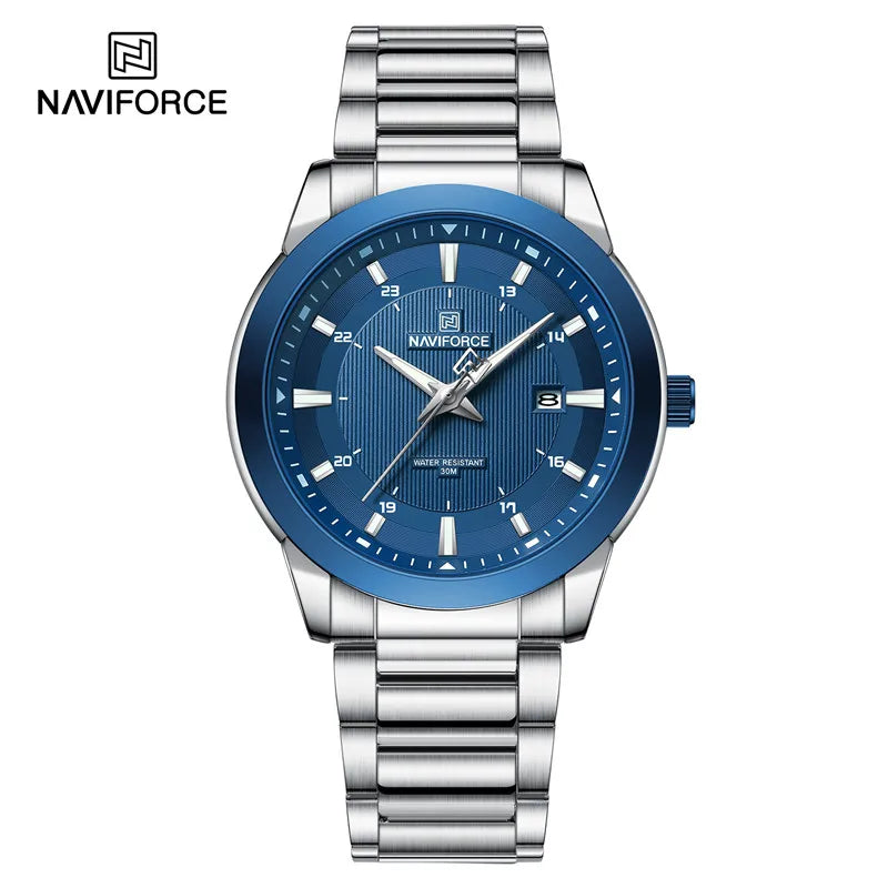 NAVIFORCE Brand New Fashion Casual Men Watch Stainless Steel Water Resistant Calendar Quartz Wristwatches Relogio Masculino 2023