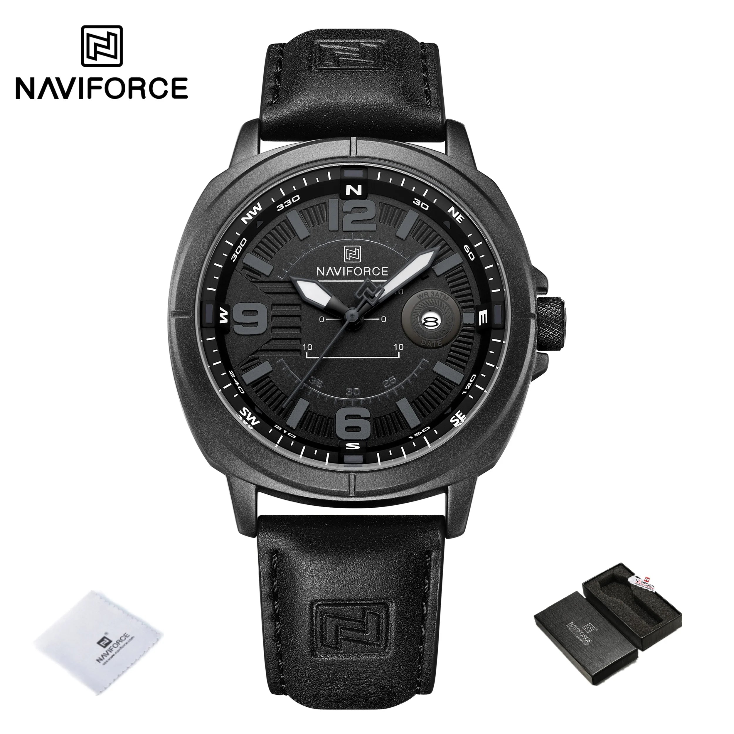 NAVIFORCE New Watches for Men Quartz Calendar 3ATM Waterproof Clocks High Quality PU Strap Male Business Wristwatch Reloj Hombre