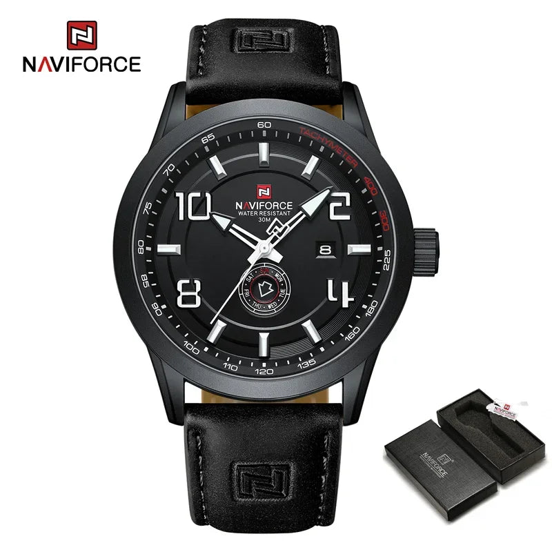 NAVIFORCE Watches for men Fashion Sports PU Strap 30m Waterproof Quartz Calendar Display Wristwatch Male Gift Relogio Masculino