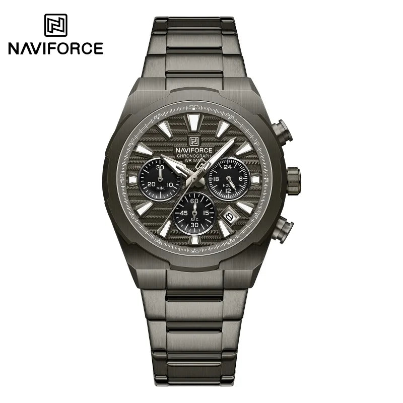 NAVIFORCE Watch For Men Mutifunction Chronograph Quartz Wristwatches Calendar display Military 24 Hours Luminous New Men Clock