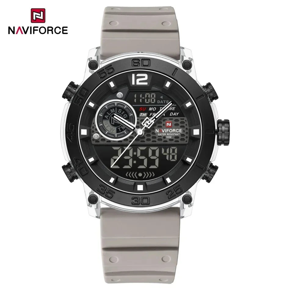 NAVIFORCE Men's Watch PC Material Analog LCD Digital Display Sport Waterproof Quartz Wristwatch Date Chronograph Luminous Clock