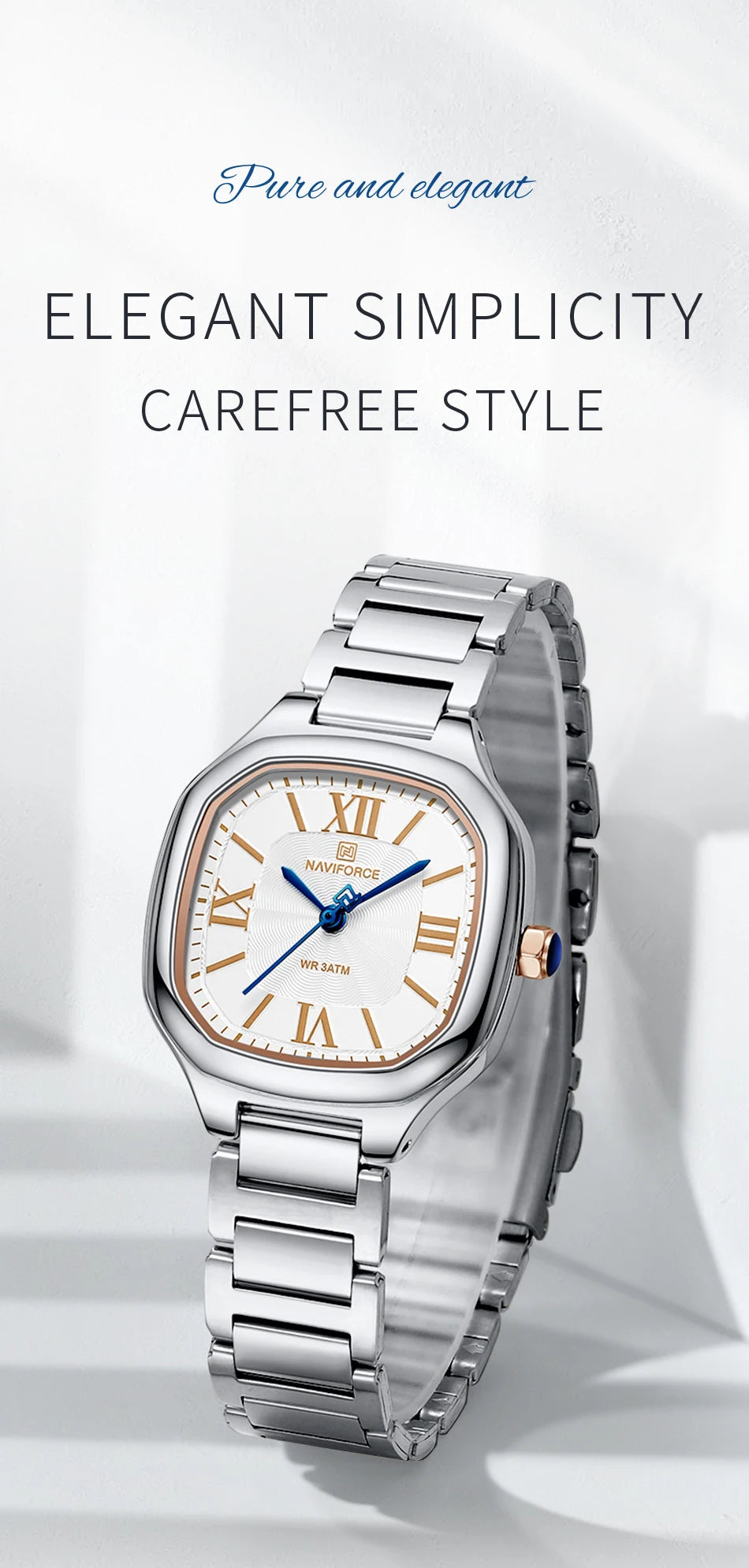 NAVIFORCE Brand Women Watch Stainless Steel Strap Waterproof Personality Fashion Female Quartz Wristwatch Relogio Feminino 2024
