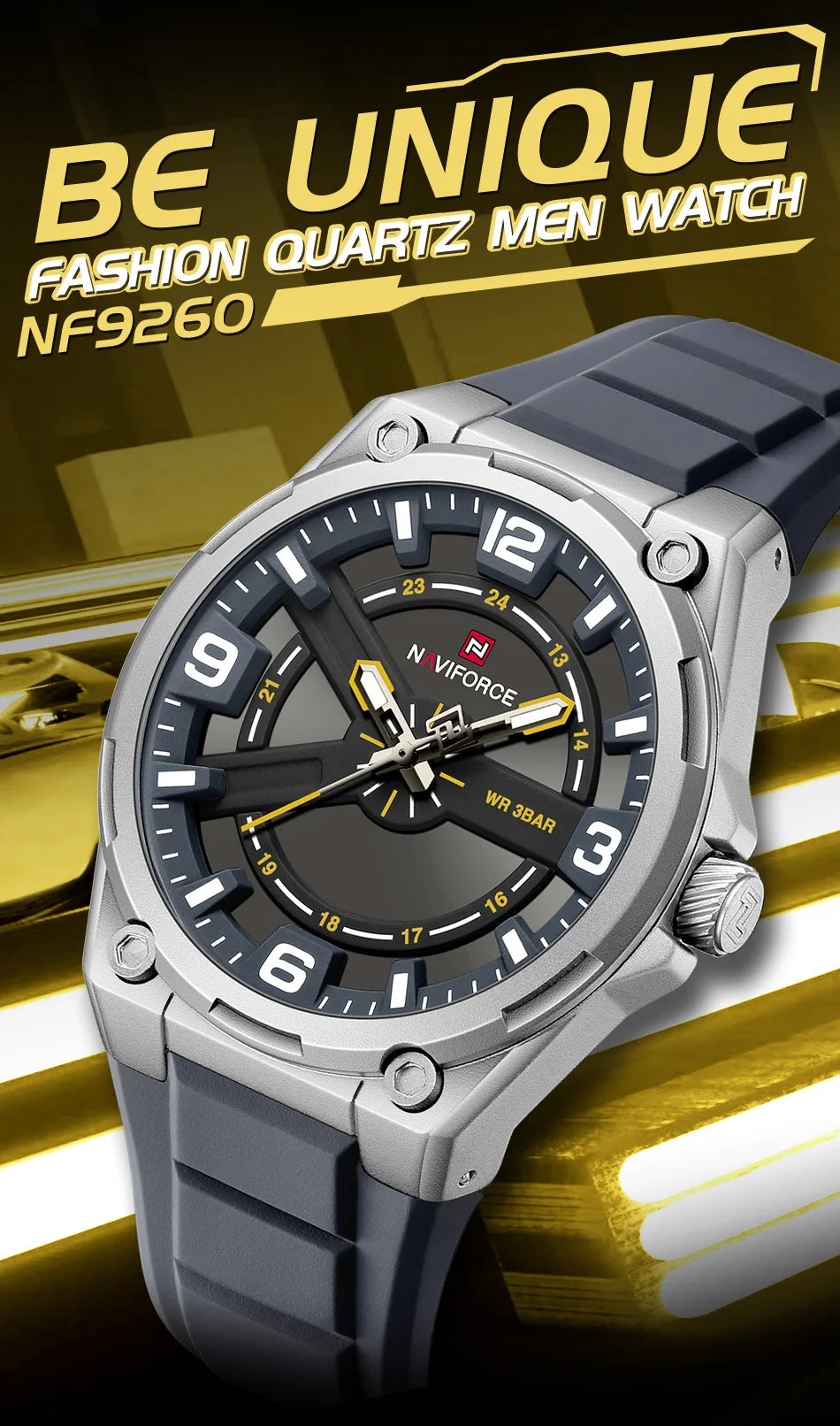 NAVIFOCE Luxury Business Men Waterproof Sport Watch Quartz Clock with Wheel Dial Silicone Man Gift Wristwatch Relogio Masculino