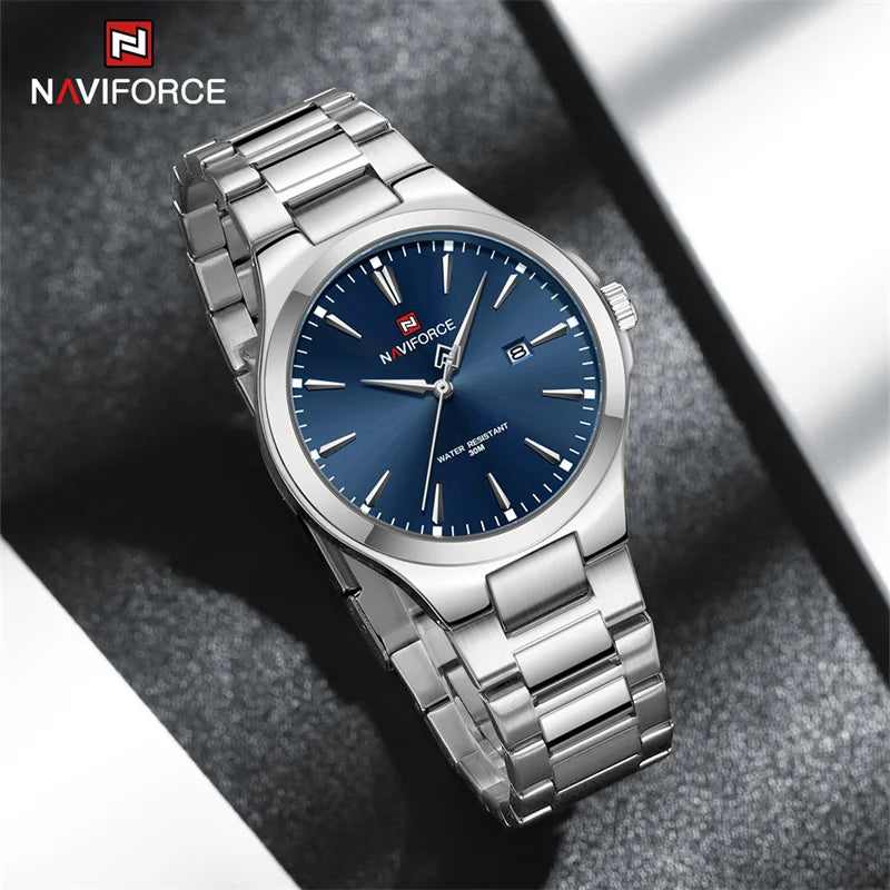 NAVIFORCE Original Fashion Watches for Men Stainless Steel Simple Elegant Clock Male Waterproof Wrist Watch Relogio Masculino