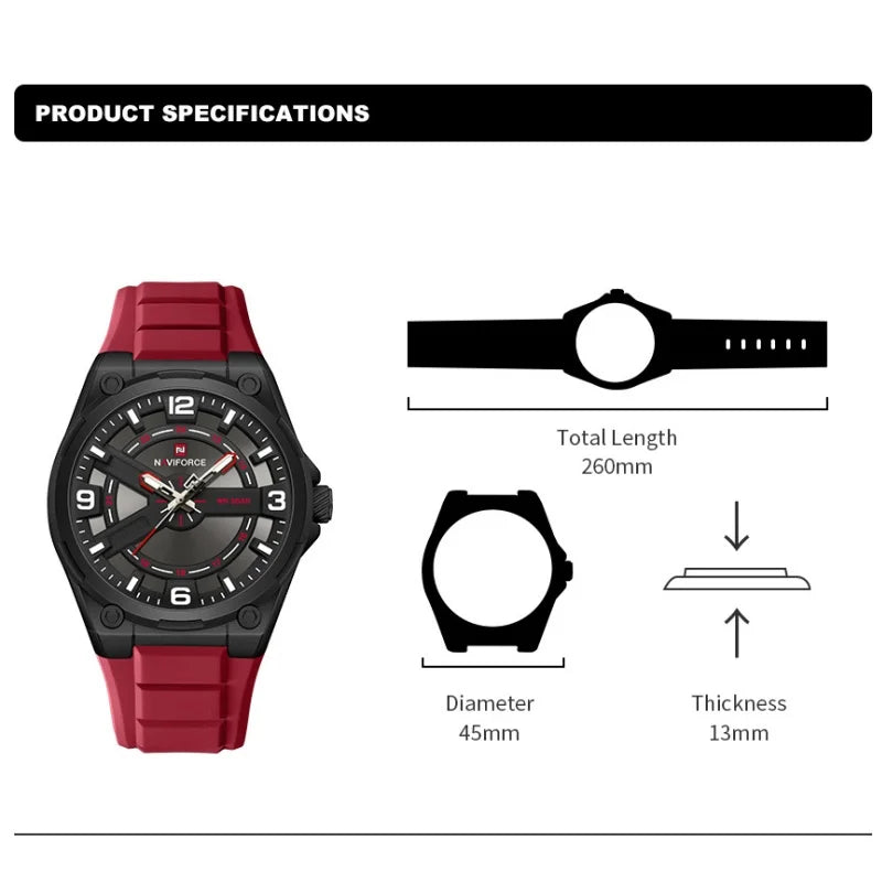 NAVIFORCE Vintage Men Watch Luxury Quartz Wristwatch Waterproof watches Fashion Style Retro Silicone Men Watch Relogio Masculino